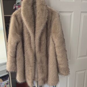 Elegant Tan Faux Fur Coat